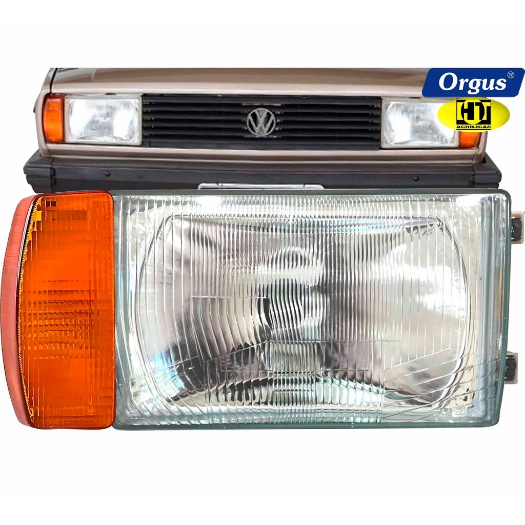 Farol Voyage 1981 1982 1983 1984 1985 1986 Gol Saveiro 1985 1986 Lente de Vidro Orgus com Seta Âmbar