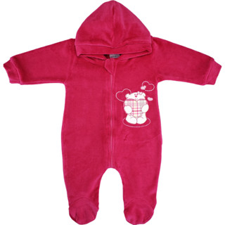 Macacão Bebê Plush Capuz Longo Bordado Menina Urso Algodão Zíper Enxoval RN em Oferta na Shopee