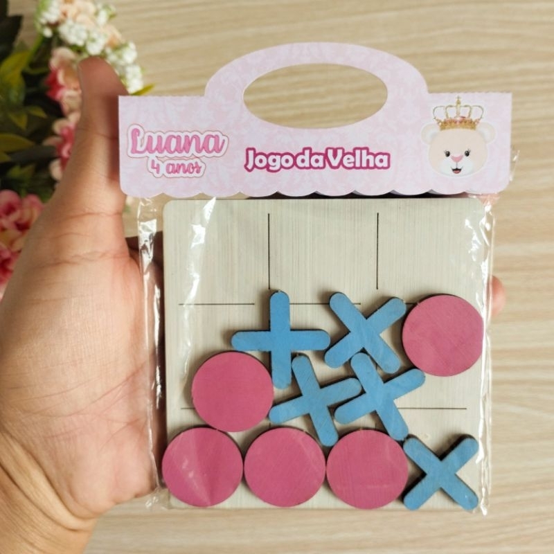 Kit Jogos da velha em MDF personalizado Ursinha Princesa -  kit lembrancinhas de festa infantil