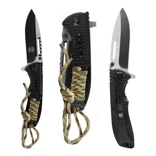 Canivete Semi Automatico Albatroz Zd-hy C/ Presilha P/ Bolso Com Corda Paracord
