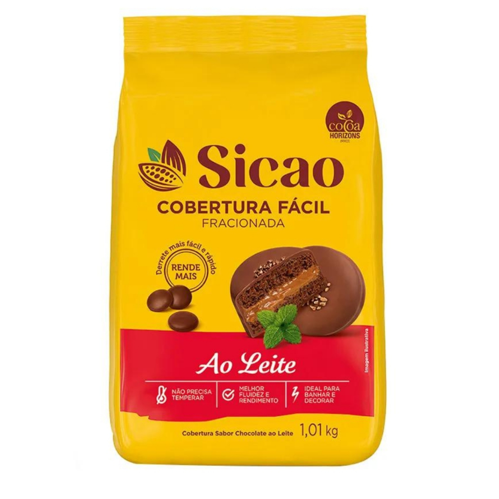 Gotas de Chocolate Cobertura Fácil Fracionada Ao Leite 1,01kg Sicao