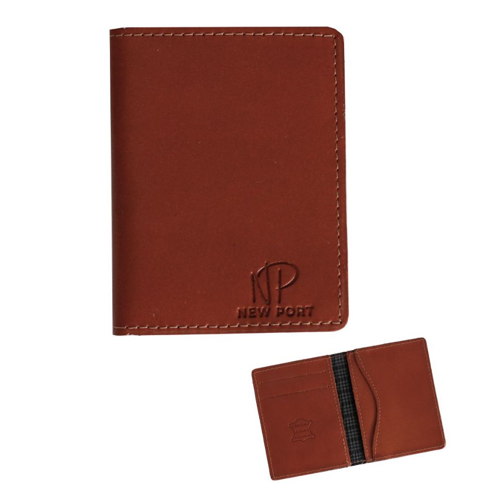 Porta Cartão Masculino De Couro Legítimo Vertical Slim Dobrável Marrom