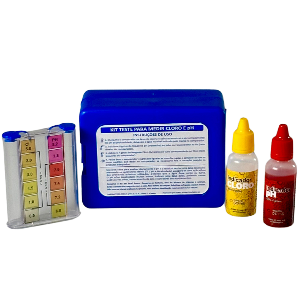 Medidor Ph Cloro Teste Analise Agua de Piscina Kit Estojo Com Reagente Teste Piscina Acidez e cloro