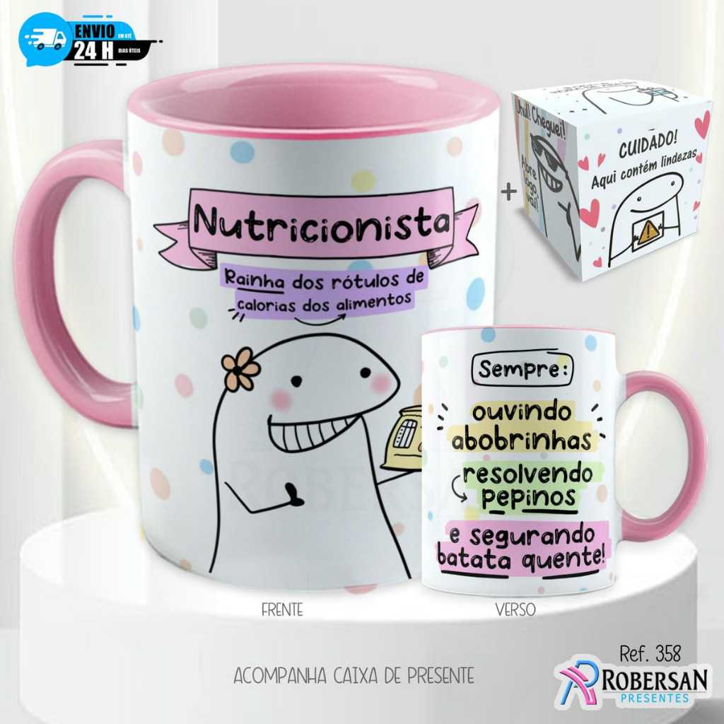 Caneca Nutrição - Nutricionista Personalizada Flork Engraçada Divertida Nome Diferenciada Profissões