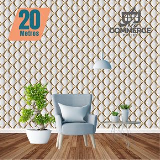 Papel de Parede Decorativo Losango Dourado 3D Adesivo Autocolante 5m x 45cm Sala Quarto em Oferta na Shopee