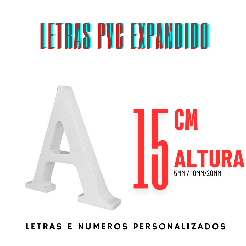Logomarca Letras em PVC expandido 15cm 10 mm