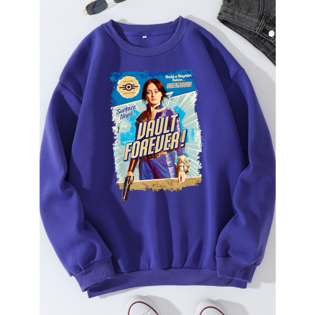Blusa Fallout P ao XG Série Coloridos Jogo Moletom de Frio Casaco Feminino Masculino Flanelado Liso Algodão