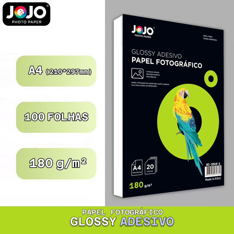 100 folhas Papel Fotográfico 180g Glossy Adesivo Brilhante A4 Premium A prova d'água p/ impressão jato de tinta Inkjet — imagem 2 de 2