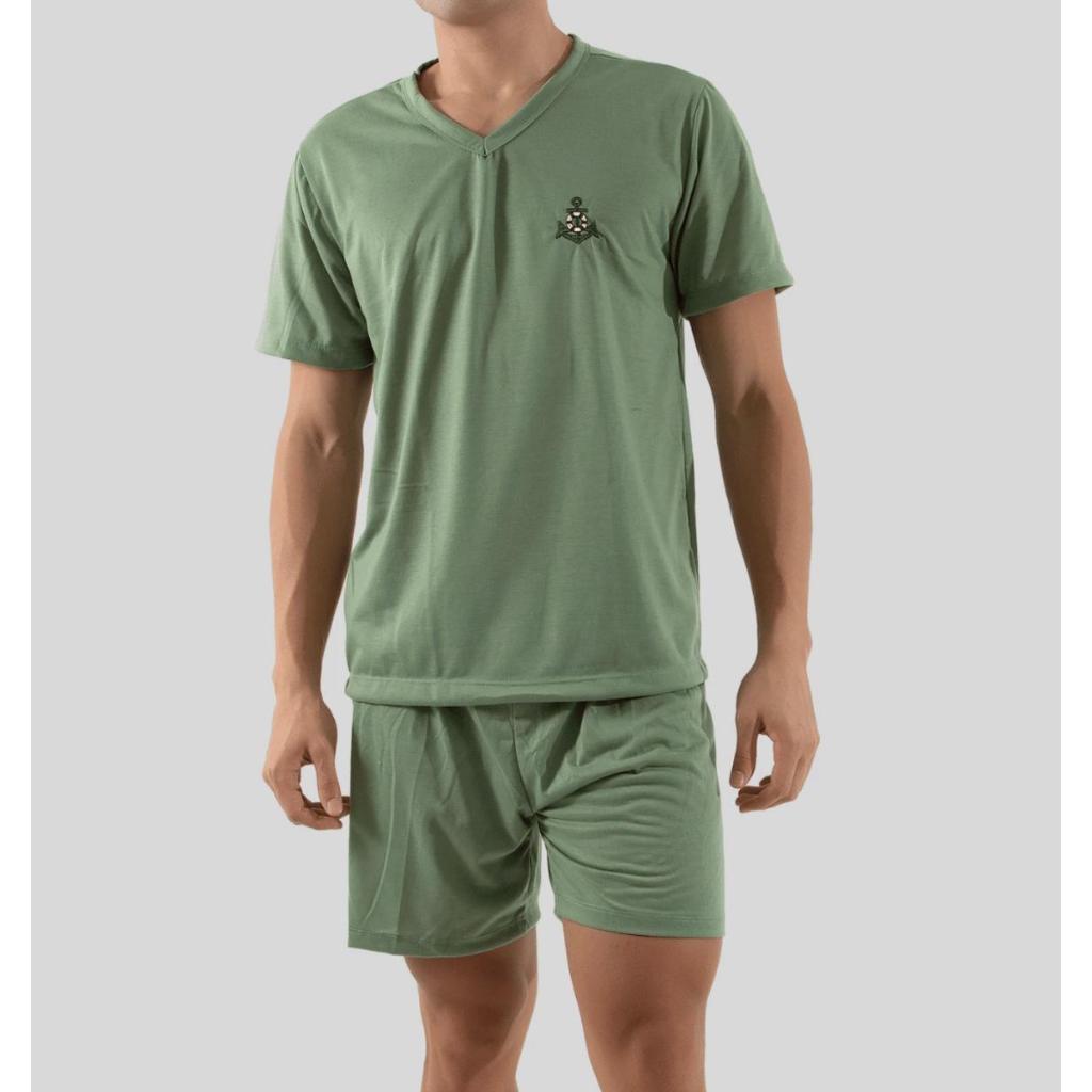 pijama homem verão bermuda e blusa com manga roupa masculina adulto