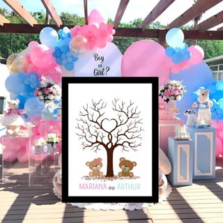 Quadro Placa Recepção Chá Revelação Árvore Digitais Assinaturas Personalizado Nome E Data em Oferta na Shopee