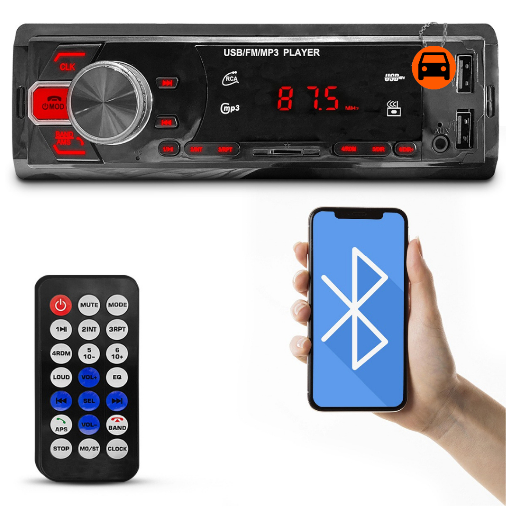 Som automotivo Radio E-Tech Imports Light BT com USB, Bluetooth E Leitor De Cartão Sd 1 Din