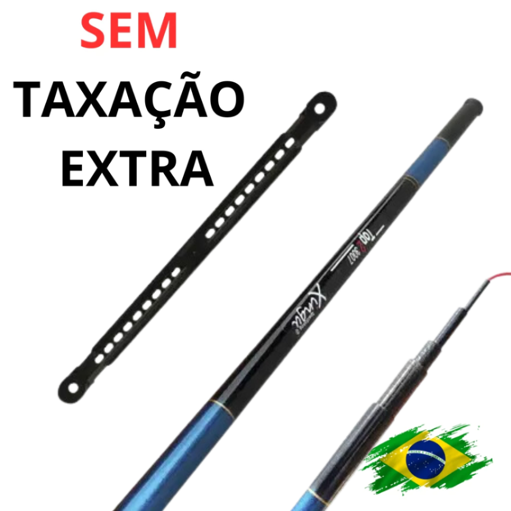 Caniço Telescópico Vara Telescópica Fibra de carbono Sem Taxa Com Enrolador de Linha Capa Transporte Pesca Pescaria