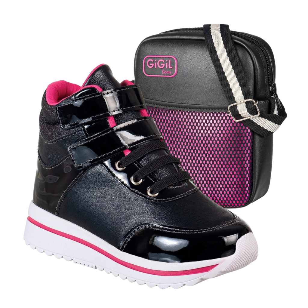 Kit Tenis Infantil Meninas GiGiL Teen Feminino Casual Clássico Escolar Confortável Com Bag Ombro Transversal Promoção em Oferta na Shopee