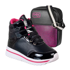 Kit Tenis Infantil Meninas GiGiL Teen Feminino Casual Clássico Escolar Confortável Com Bag Ombro Transversal Promoção