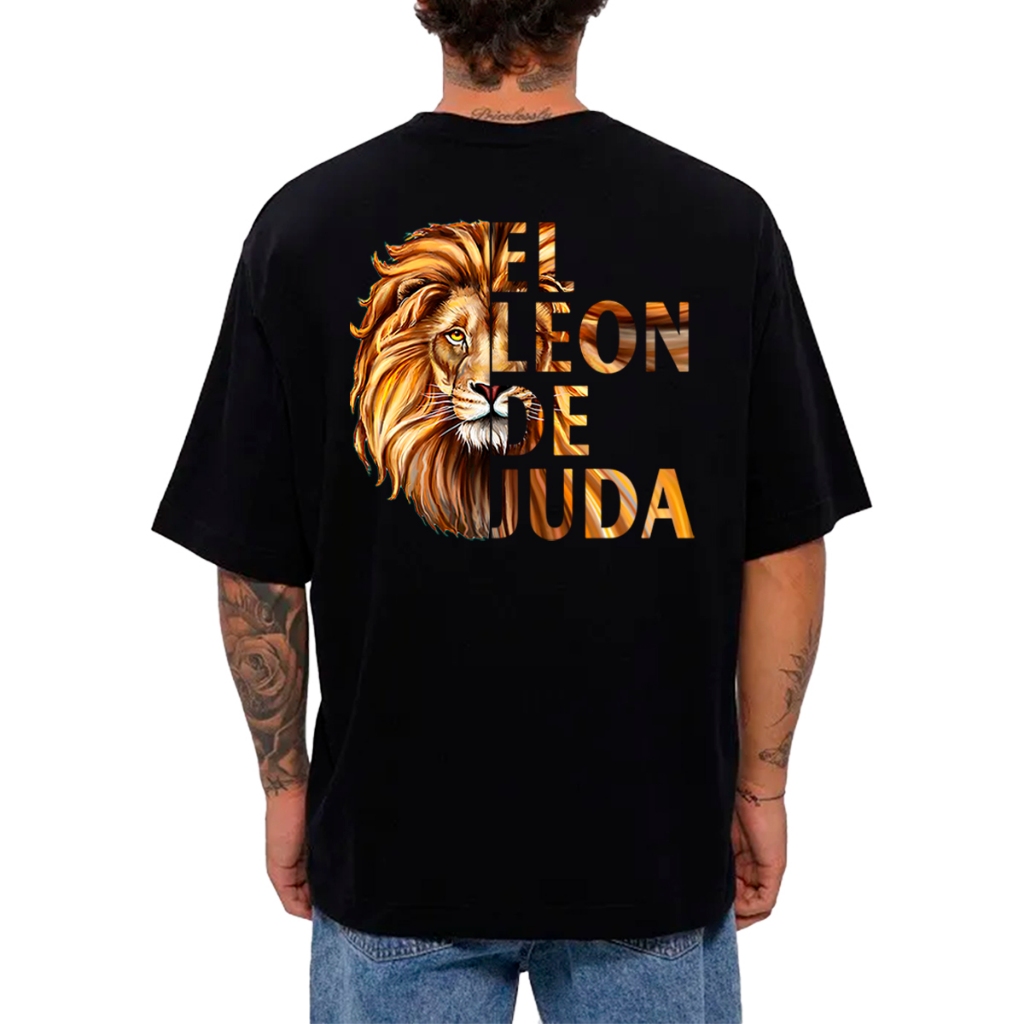 Camiseta Oversized Streetwear Masculina Feminina camisa 100% Algodão Leão De Juda Religioso Deus Moda