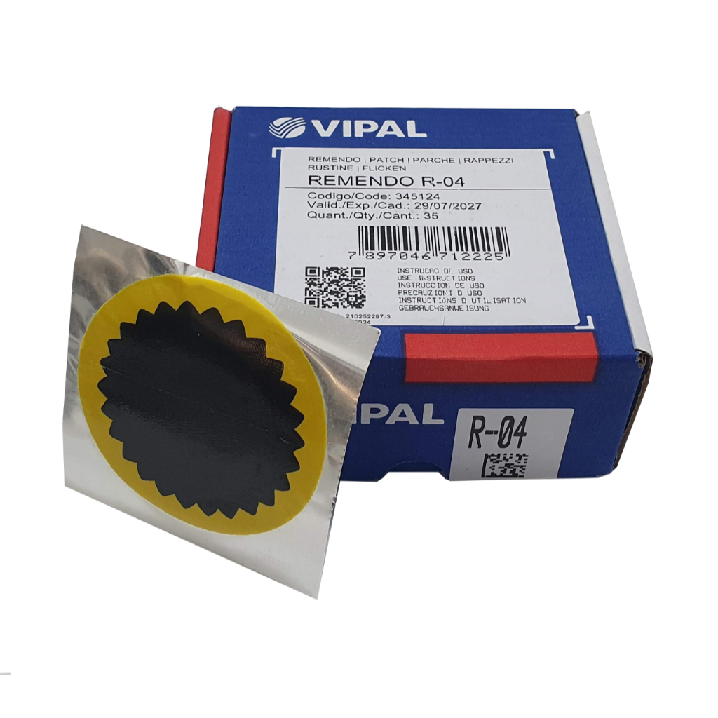 Caixa de Remendos Reparo Camara Ar Bicicleta Moto Vipal Estrela R-04 Diâmetro 80mm c/35 Unidades em Oferta na Shopee