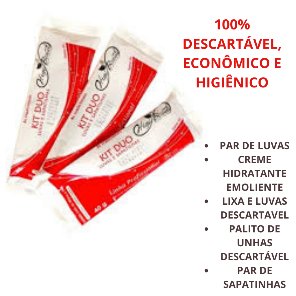 kit pedicure e manicure Com Sapatilhas Descartáveis e Luvas Com Creme Emoliente + Lixa de Unha e Palito de Unha Manicure