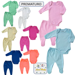 Conjunto Body e Culote Manga Longa para Bebe Prematuro e Boneca Reborn Lene Baby TAMBEM P M G