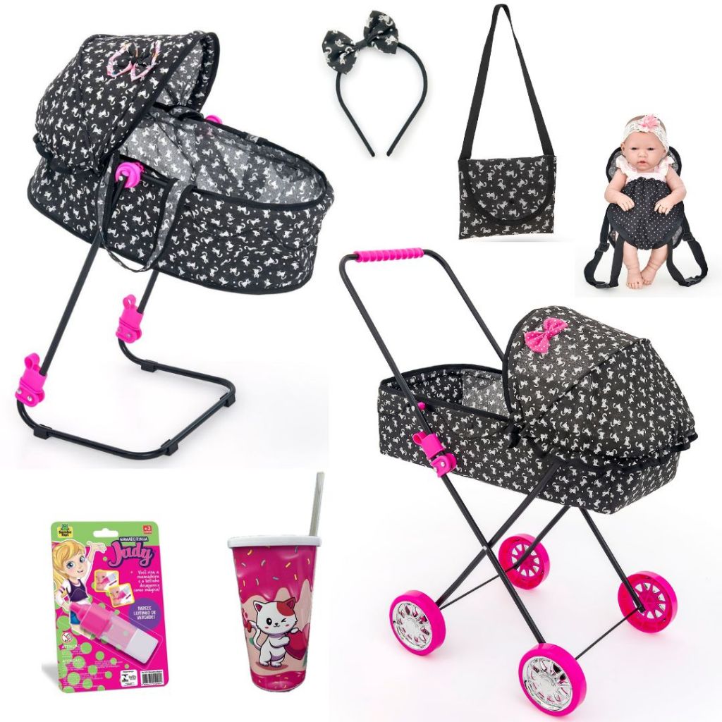 Carrinho de Boneca Berço para Boneca kit meninas especial alive baby bebê reborn infantil acessórios