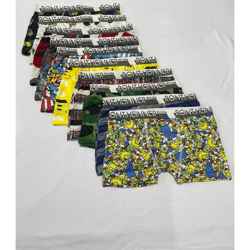 Kit 10 Peças Cuecas Boxer Bebê E Crianças Infantil Estampadas Masculino Para Desfralde Microfibra