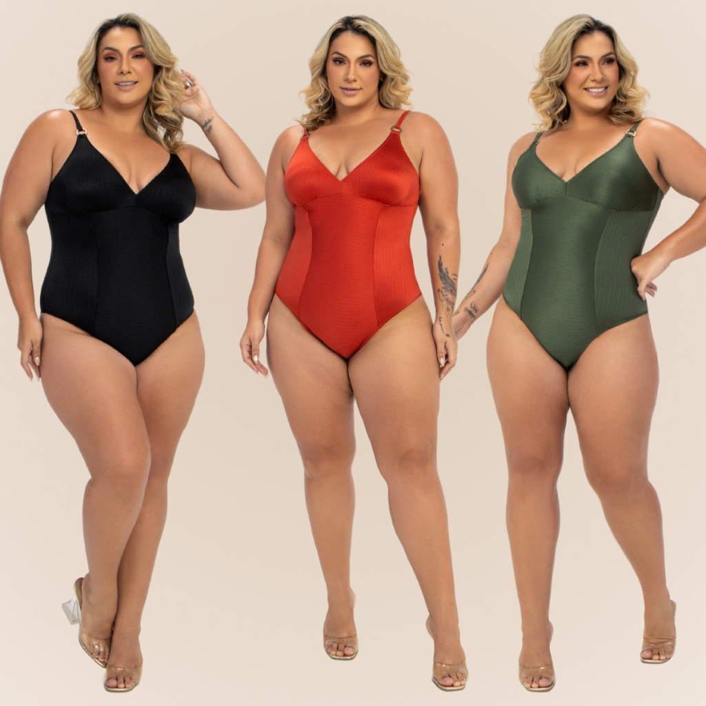 Maiô Banho de Mar Classic com Alça Ajustável Bojo Removível Zero Barriga Compressão na Medida Certa