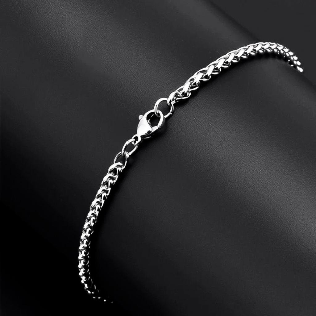 Pulseira cordão trançado aço inox legítimo prata masculino Inoxidável em Oferta na Shopee