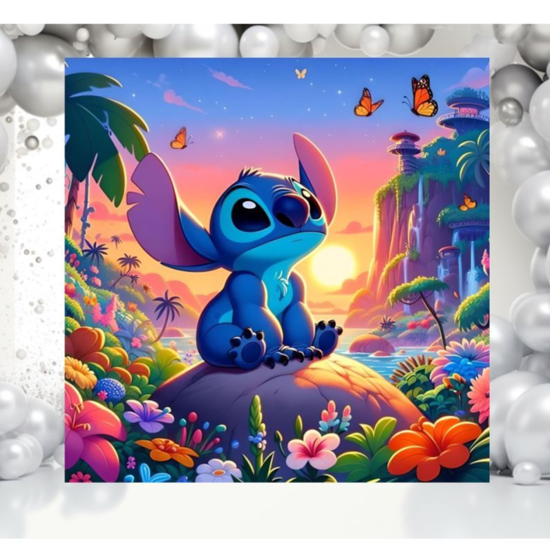 Painel de Festa Antirreflexo Decoração Infantil Lilo e Stitch