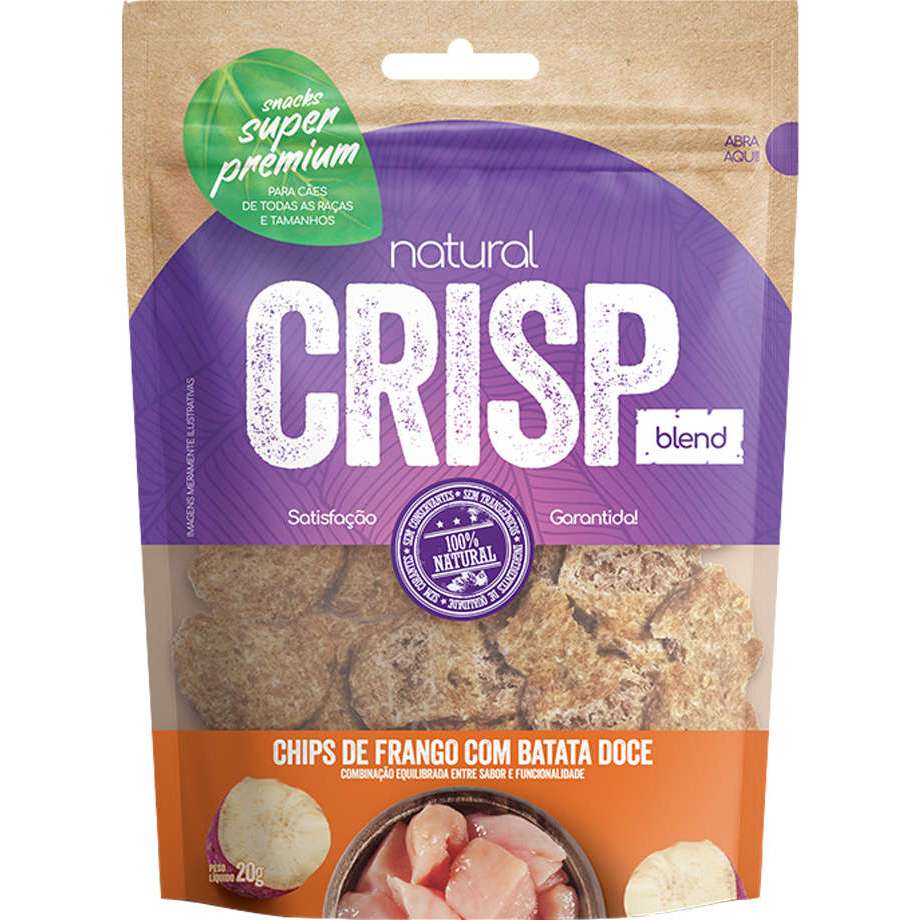 Petisco Natural Crisp para Cães Sabor Batata Doce e Frango 20g em Oferta na Shopee