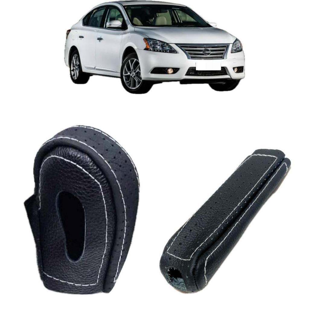 Capa Couro Manopla Câmbio Automático E Freio De Mão Nissan Sentra S 2008 2009 2010 2011 2012 2013