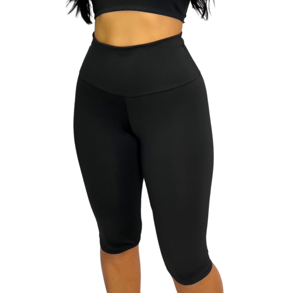 Bermuda Feminina Cós Alto Suplex Longa Lisa Moda Fitness Academia Ciclista Bermuda Leggin MAYU MODAS