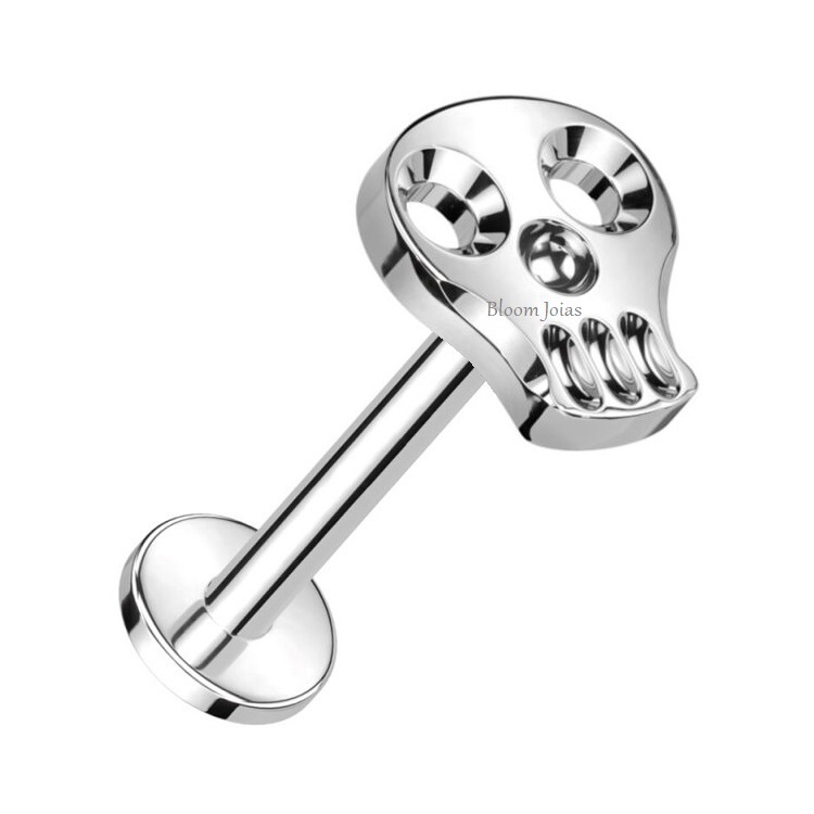 Piercing Labret Titânio G23 Caveira Skull Push Pin em Oferta na Shopee