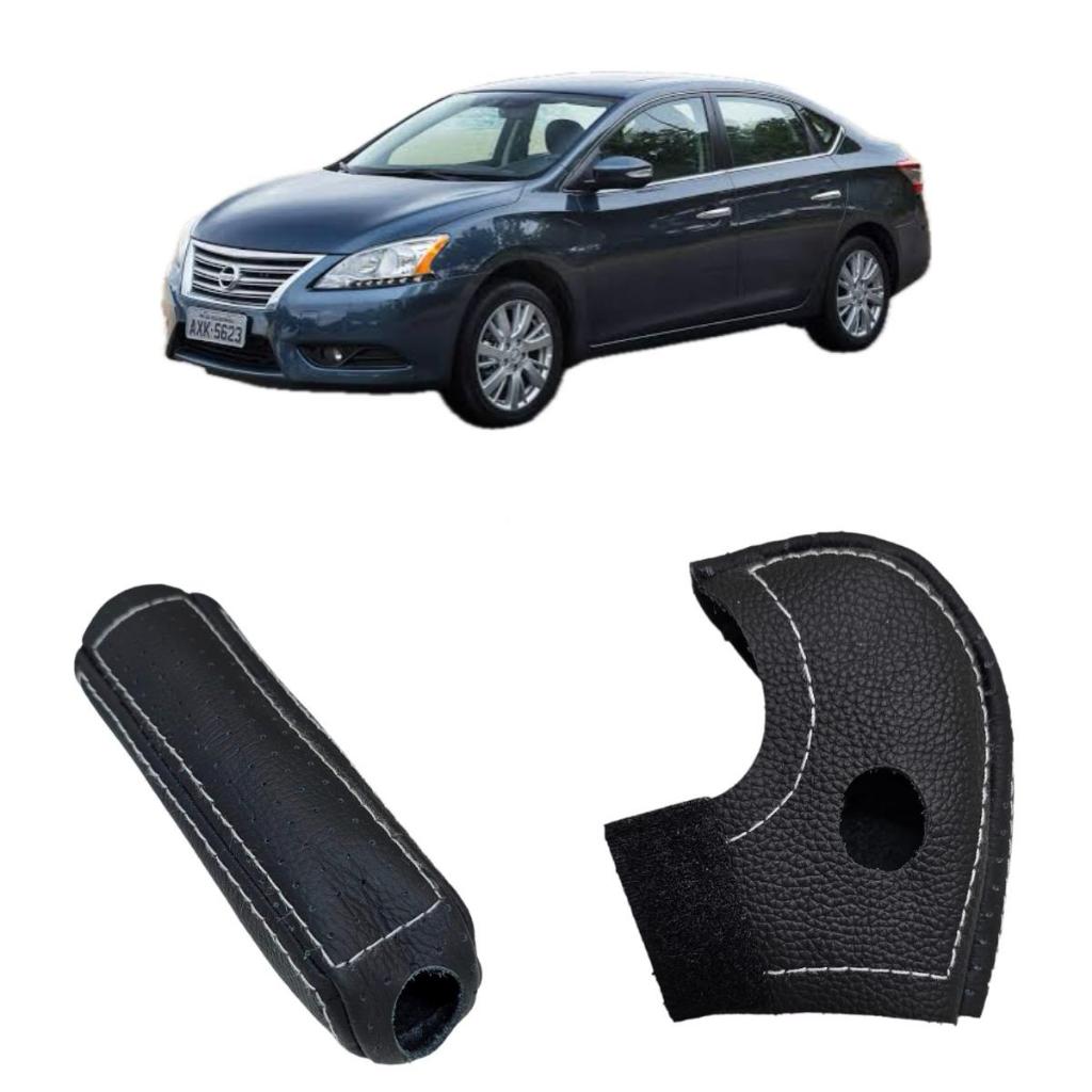Capa em Couro Manopla Câmbio automático Nissan Sentra 2014 a 2020 E Luva do Freio de Mão
