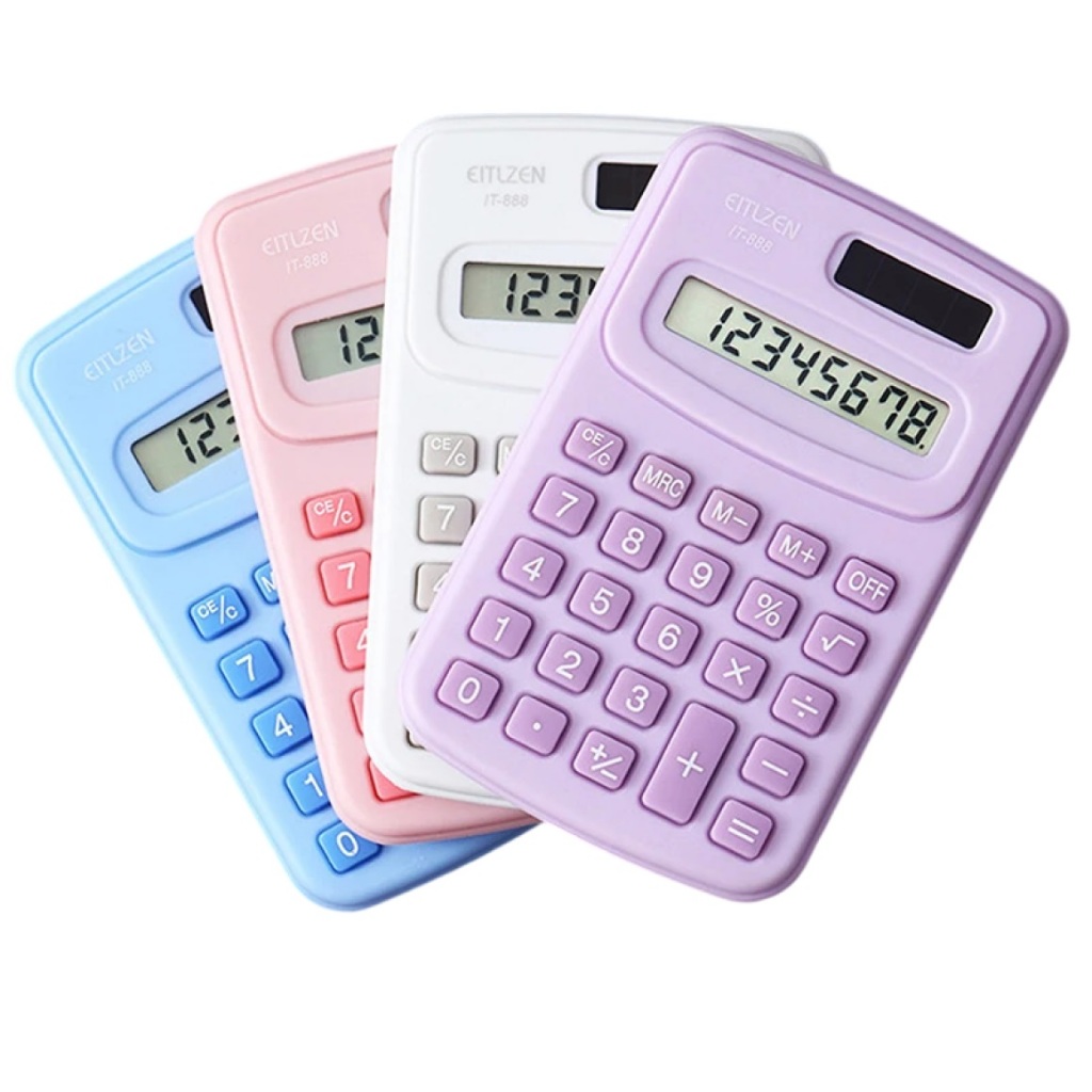 Mini Calculadora Digital de Bolso 8 Dígitos Estudante - Rosa Roxo Azul Branco - 10cm x 6cm em Oferta na Shopee