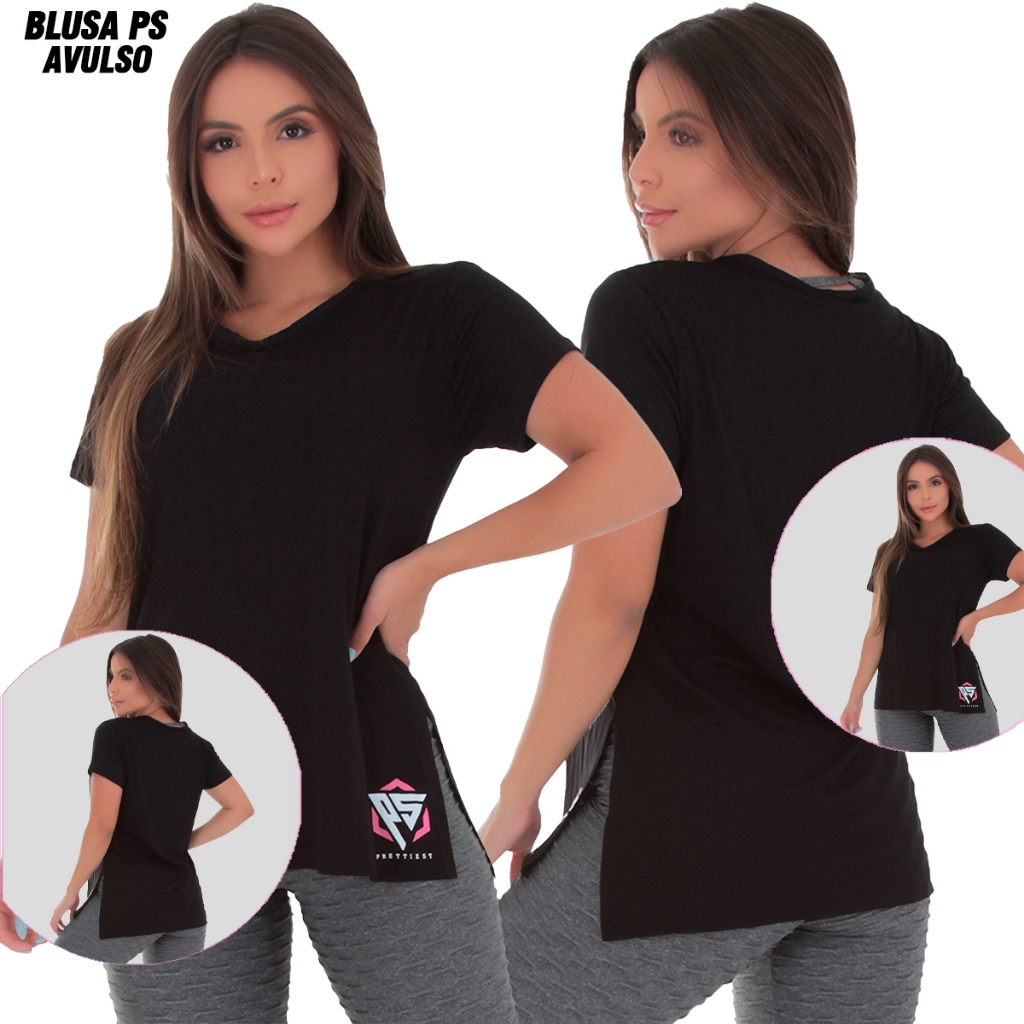 Blusa Feminina Academia Tapa Bumbum Ps Viscose Soltinha em Oferta na Shopee