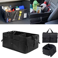 caixa de armazenamento/organização para carro no porta-malas, usada para organizar roupas e objetos na viagem