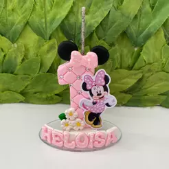 Vela biscuit / Minnie rosa / Topo de bolo /Personalizado