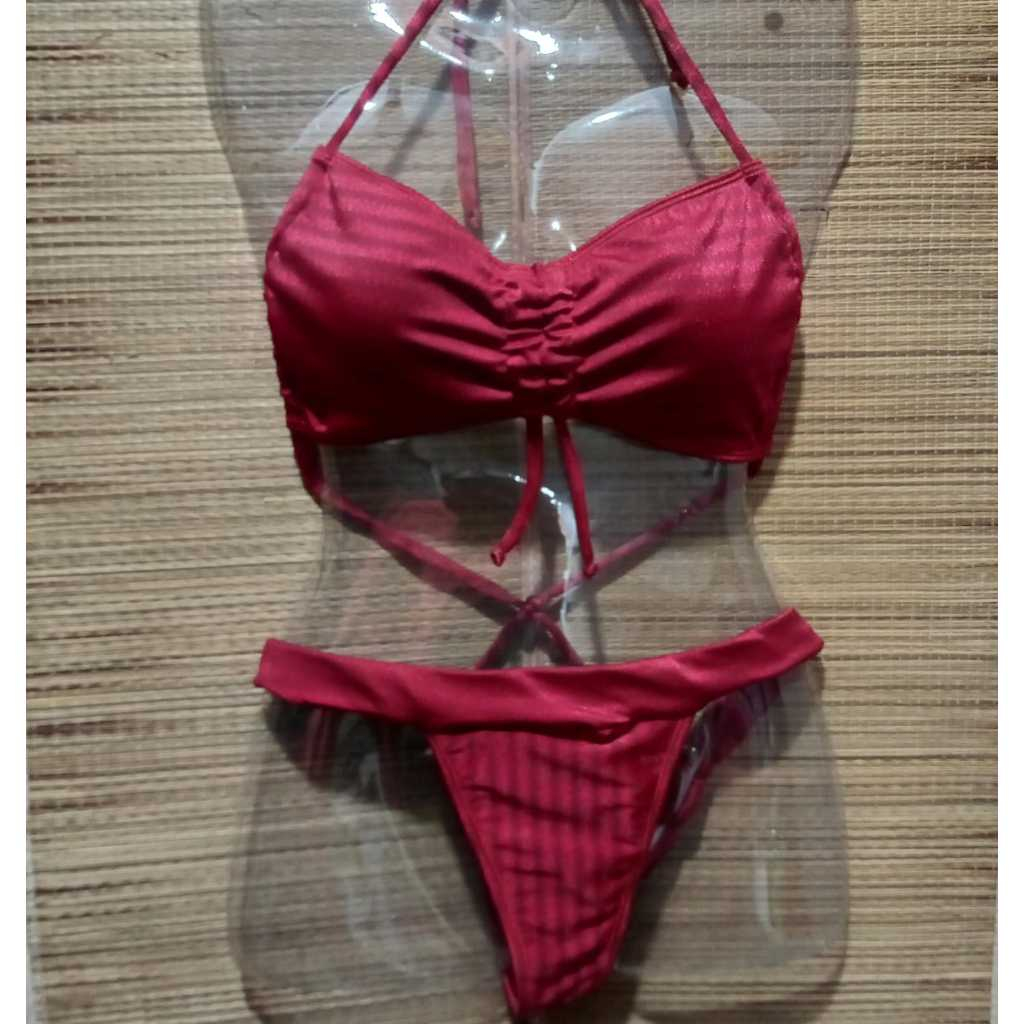Biquini feminino Frente Única em Poliamida 3D Vermelho M