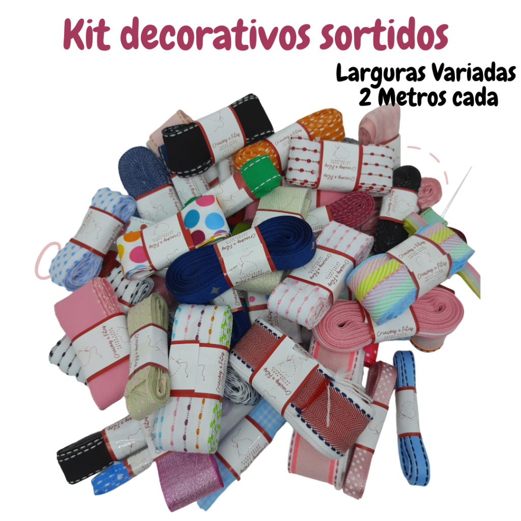 Kit de Fitas Decorativas Tamanhos sortidos e diversas estampas 2 metros cada em Oferta na Shopee