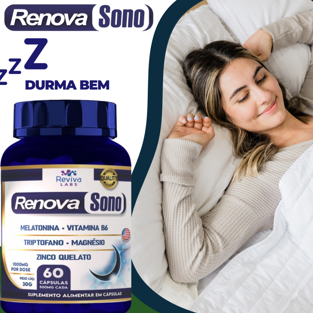 RenovaSono - 60 Caps. -  ( Melatonina, Triptofano, Vitamina B6, Zinco, Magnésio )