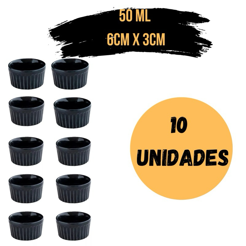 10 Ramekin de plástico preto ramequim porta molho ramecan molheira super resistente 50 ml em Oferta na Shopee
