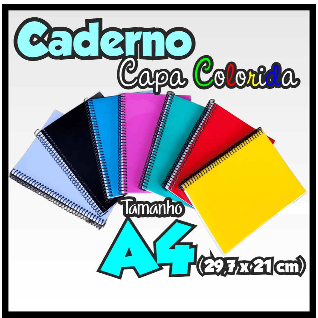Caderno  Bloco de Anotações No Tamanho A4 (21 x 29,7 cm) Folhas Brancas Sem Pauta com Capa Colorida em Oferta na Shopee