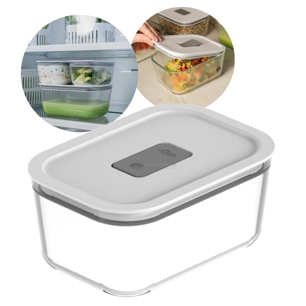 Pote de Vidro Hermético Marmita Fresh Lock Ou Branco 1,2l Geladeira Freezer Forno AirFryer - Home & Living