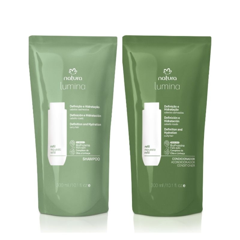 Natura Lumina Refil Shampoo e Condicionador Para Cabelos Cacheados 300ml Cada em Oferta na Shopee