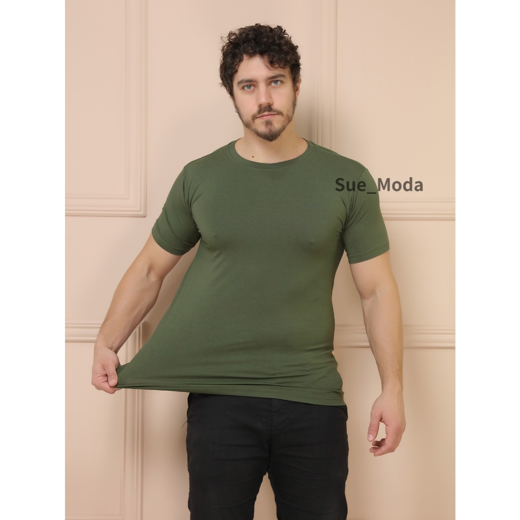 Camisetas Basicas Manga Curta Com Elastano Malha Visco Lycra(Malha Fria) em Oferta na Shopee