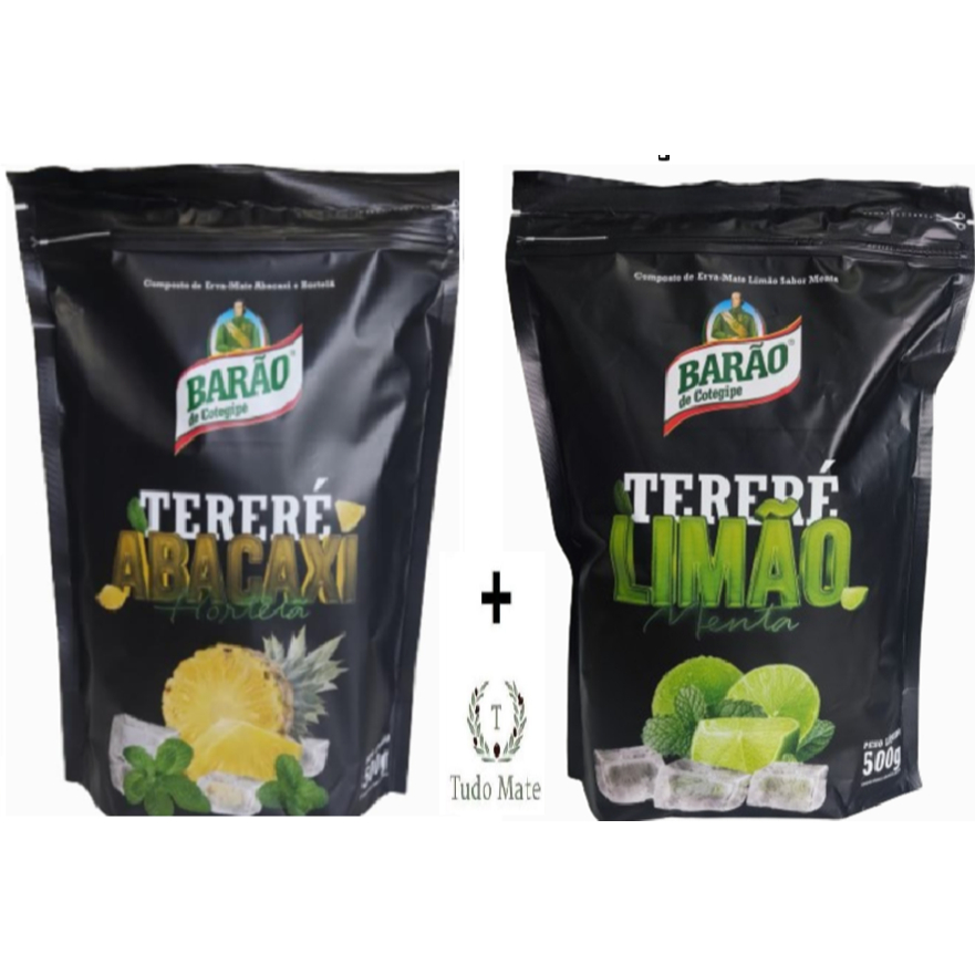 Kit Erva Mate Tereré Barão de Cotegipe Menta Limão + Abacaxi Hortelã