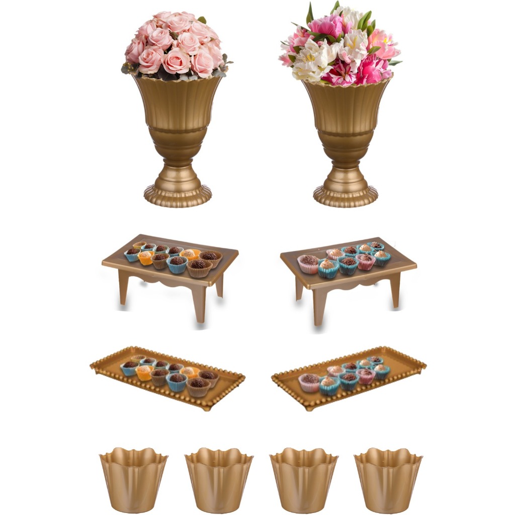 Kit Festa Vasos + Mesinha + Bandejas + Cachepôs em Oferta na Shopee