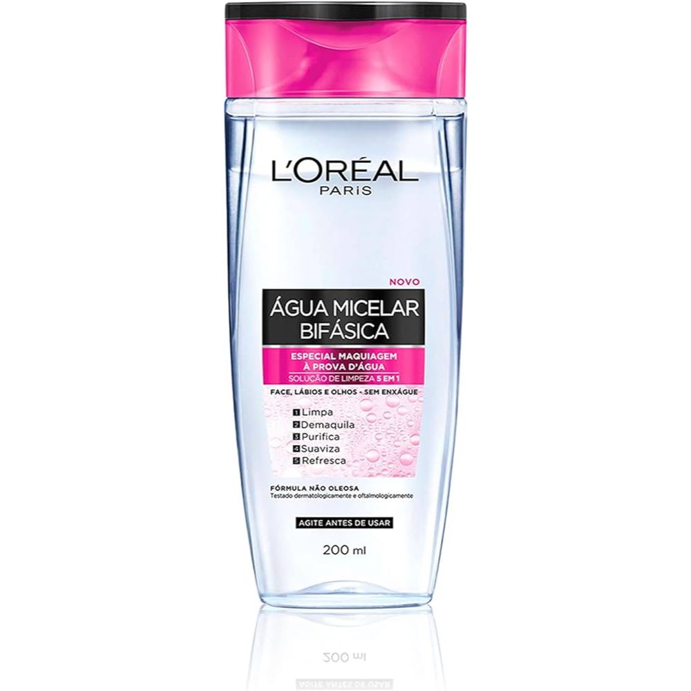 Água Micelar Bifásica Loréal Paris Solução de Limpeza 5 em 1 200ml