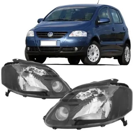 FAROL FOX 2003 ATÉ 2010 MASCARA NEGRA FOCO SIMPLES CROSSFOX SPACEFOX 2005 ATÉ 2010  LENTE ACRÍLICO
