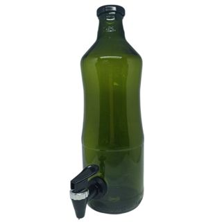 Garrafa de vidro verde, capacidade 1,5 litros tampa e torneira preta em Oferta na Shopee