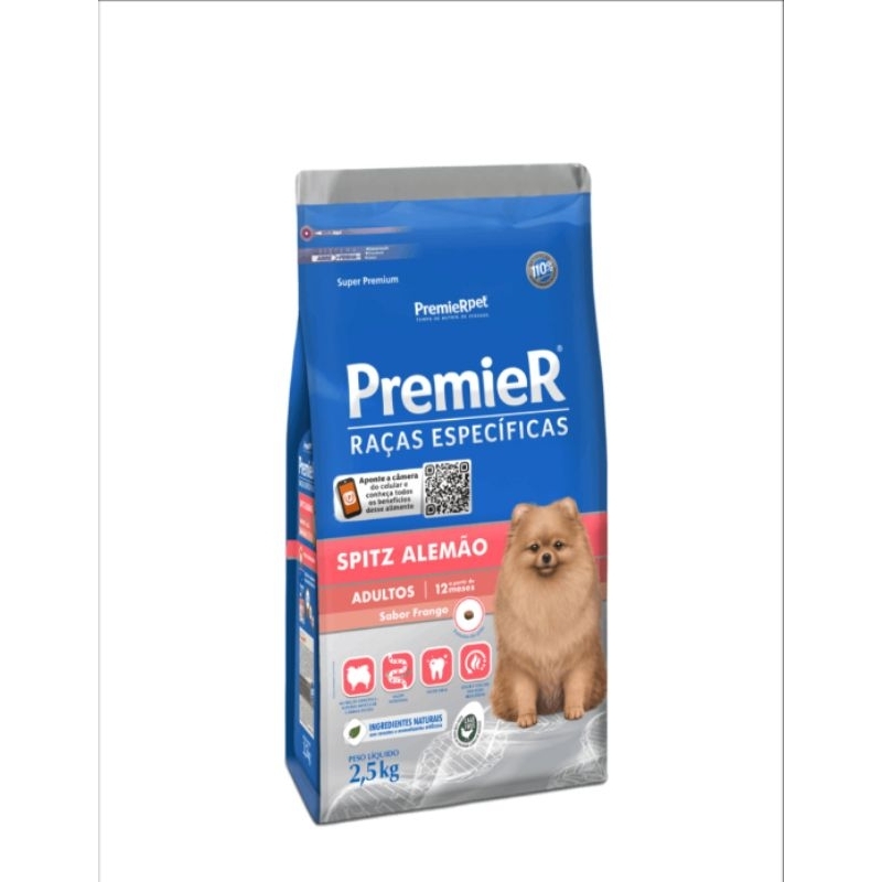 Ração Premier Raças Especifica cão Spitz Alemão Adulto 2,5kg val 09/2027